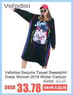 Vefadisa/толстовка с капюшоном, платье для женщин, Зимний пуловер с меховым воротником, толстовка с рисунком, платье с розовой пантерой QYF974