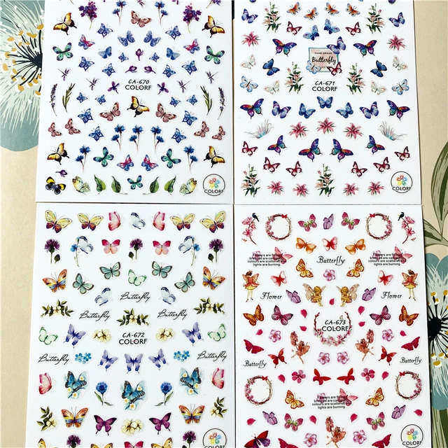 Z-D3702 Z-D3706 Colorful butterfly 3D Back glue Nail decal Nail sticker Nail decoration Nail art Nail ornament CA-670-671-672-673