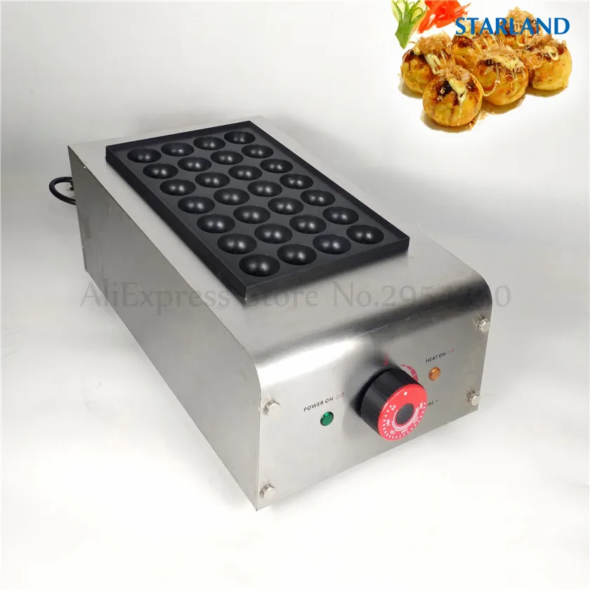 

28 Holes Octopus Balls Maker Stainless Steel Fried Dumplings Takoyaki Griddle Machine 220V Japanese Snack Cooker