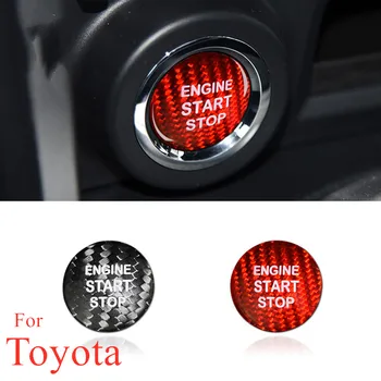 

ManH FenT For Toyota Car Real Carbon Fiber Car Star Stop Engine Push Button Ignition Switch Decoration Sticker Protection Cover