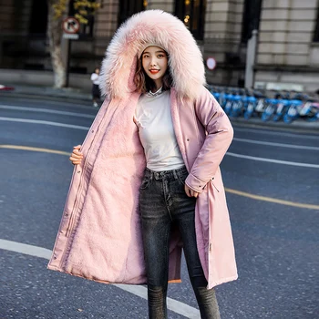 

Winter parka Coat Fur Collar women Jackets Hooded Waterproof Parkas Outerwear long casual High quality manteau femme