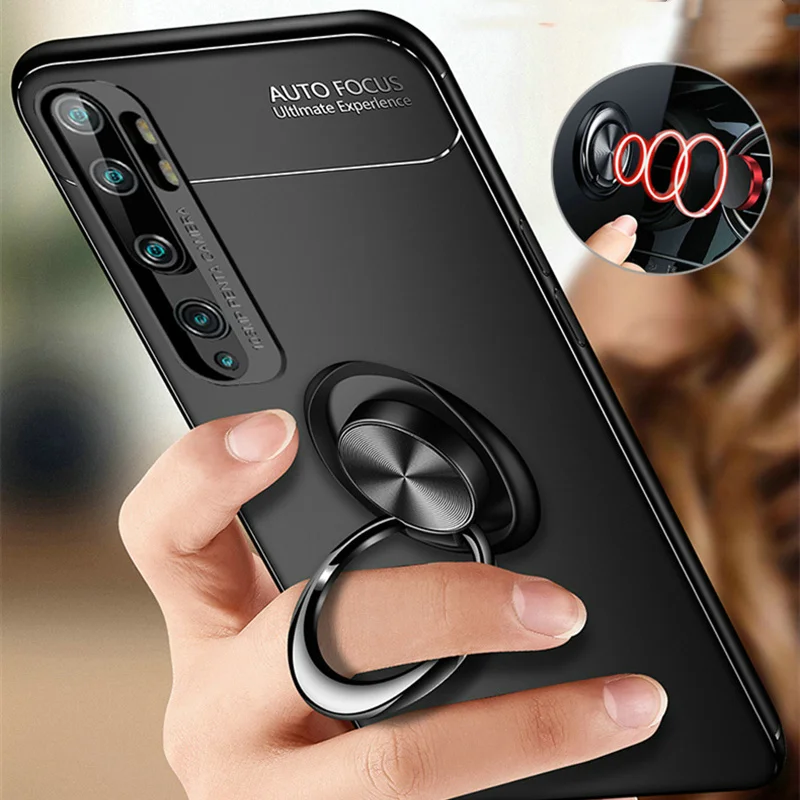 Роскошный чехол с магнитным кольцом для Xiaomi mi Note 10 мягкие чехлы из ТПУ