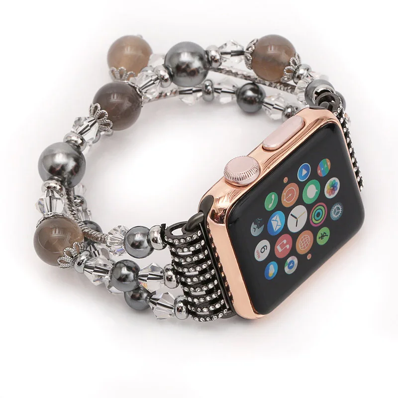Роскошный ремешок с кристаллами Агата для Apple Watch 38 мм 40 мм 42 мм 44 мм женский ремешок для iWatch серии 4 3 2 1 браслет ювелирные Ремешки для наручных часов
