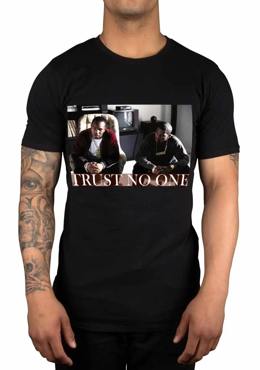 Мужская футболка с принтом Trust No One Rico &amp Mitch Повседневная унисекс надписью Paid In Full