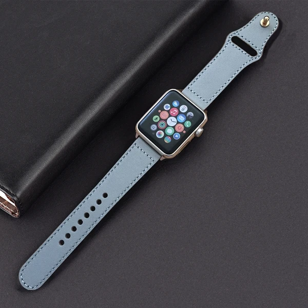 Натуральная кожа петля ремешок для apple watch группа 4, 42 мм, 38 мм, ремешок для наручных часов iwatch, версия 44 мм 40 мм, версия 3, 2, 1 браслет аксессуары series 5 - Цвет ремешка: Серый