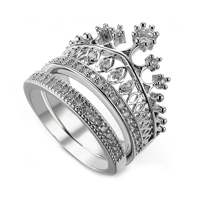 

s925 silver princess crown ring austria crystal women romantic ring engagement ring anniversary fashion jewelry