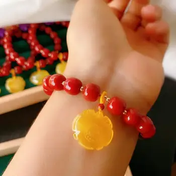 

Natural southern red original bracelet, amber, purple mica, one of the seven gems of Buddhism