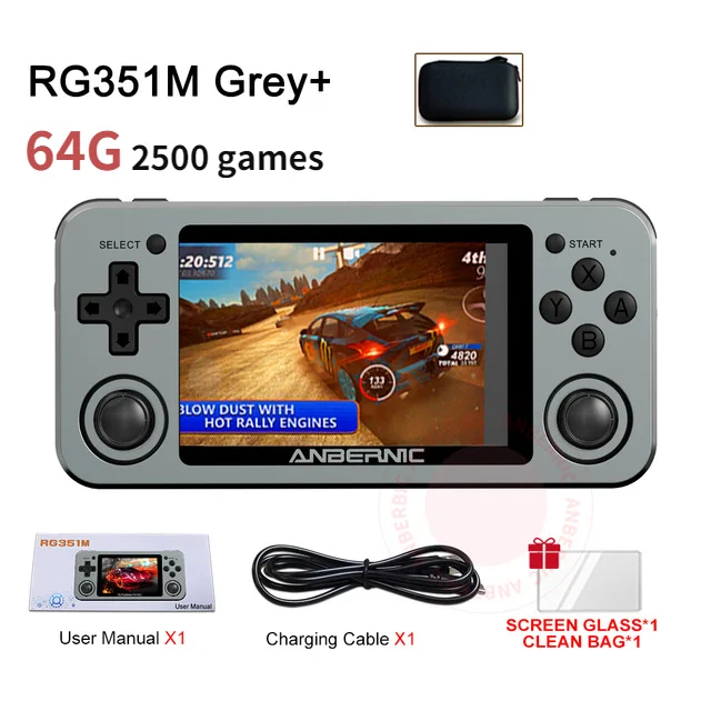 128G ANBERNIC RG351MP RG351M Retro Game Console PS1 Emulator Aluminum Alloy Shell 3.5" IPS Screen Handheld Portable Console gift 
