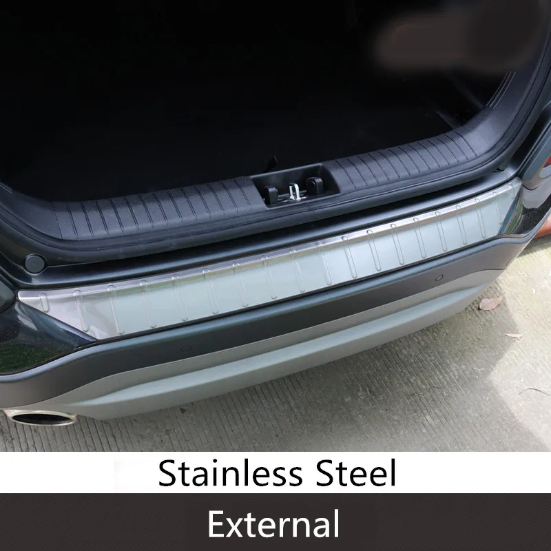 

Stainless Steel Exterior Rear Trunk Bumper Scuff Plate Door Sill Auto Accessories For Hyundai Kona /Kauai 2018 2019 2020