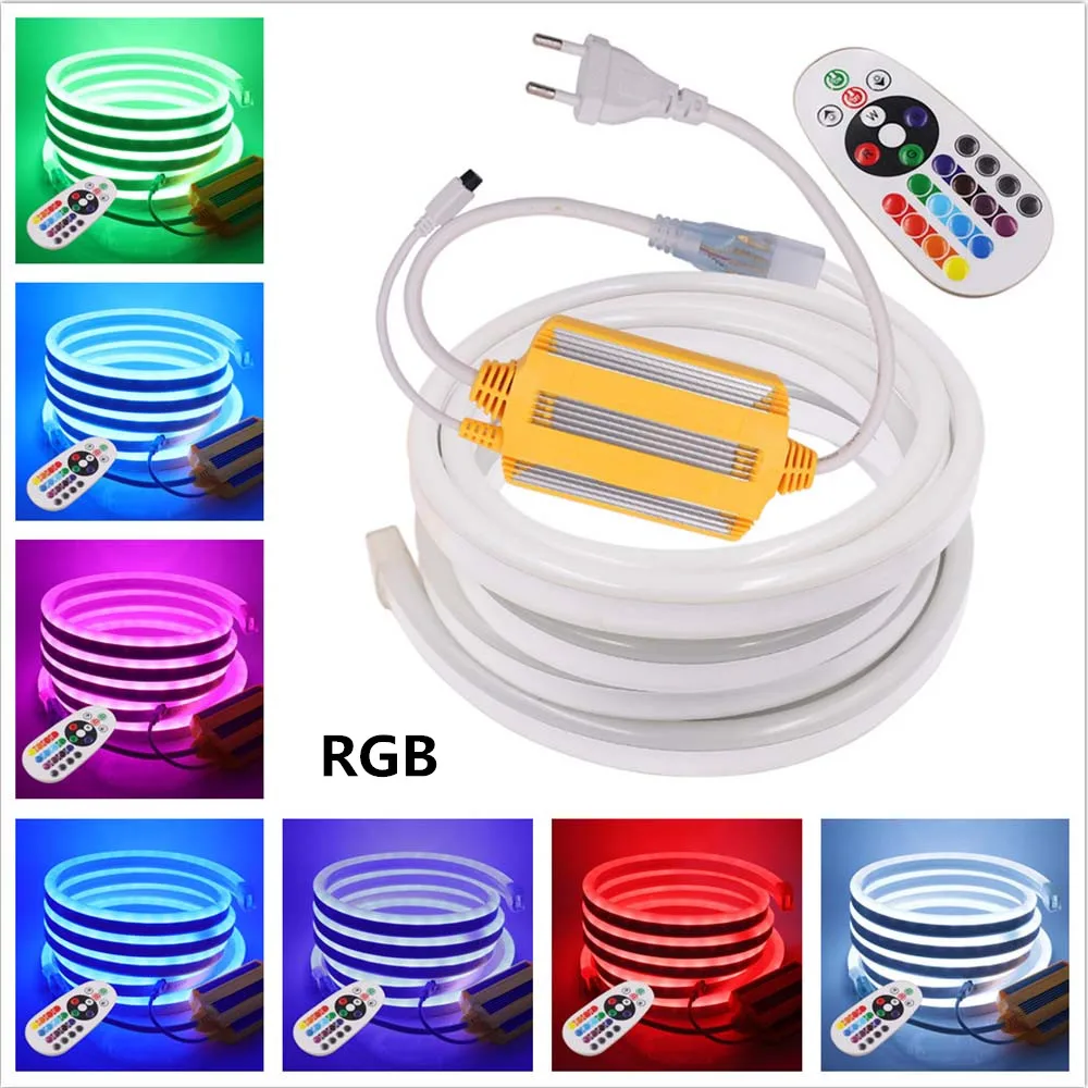 Неоновая светильник ная лента 220 RGB одноцветная водонепроницаемая гибкая Led