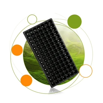 

10 Pcs Seedling Tray Sprout Plate 128 Cells Nursery Pots Tray for Home Gardening Bonsai DIY (Black, 80g)