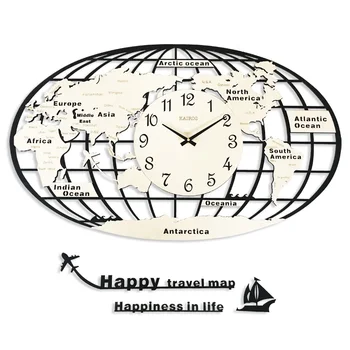

Large Wall Clock 3d Wood Creative World Map Living Room 2019 Modern Wall Home Decoration Watch Home Duvar Saati Gift Ideas FZ557