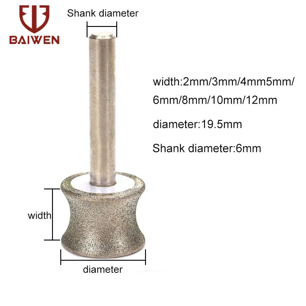 Concave Diamond Abrasive Grinding Wheel Glass Round Burr Drill Bits 2mm-12mm for Bracelet Ring Jade Carving Polishing