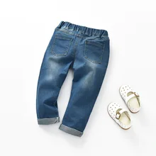 Весенне-осенние джинсы с вышивкой кота для девочек, детские модные длинные штаны