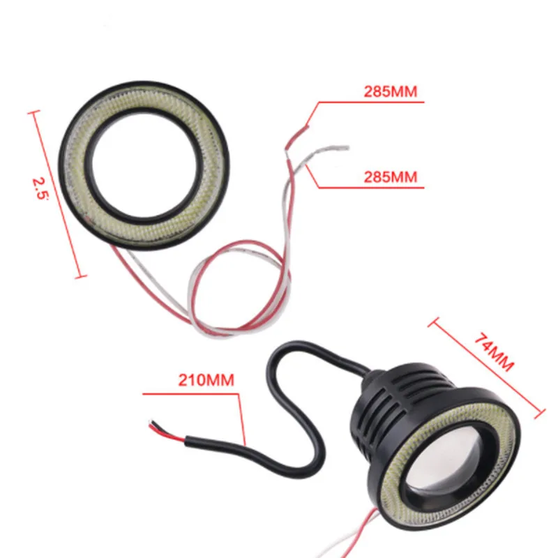 2pcs 12V Universal COB LED DRL Driving Lights White Blue Pink Yellow Green Red Angel Eyes Fog Lamp 3.0
