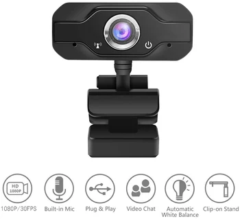 

HD Webcam PC Webcam 1080P 720P USB Mini Computer Camera Built-in Mic Flexible Rotatable Clip for Laptops and Desktop