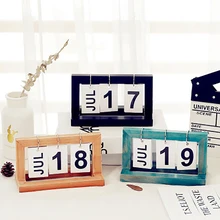 Calendario de mesa de madera Vintage ornamentos Oficina escritorio DIY Flip DIY calendario hogar/cafetería tienda decoración calendario estilo Simple