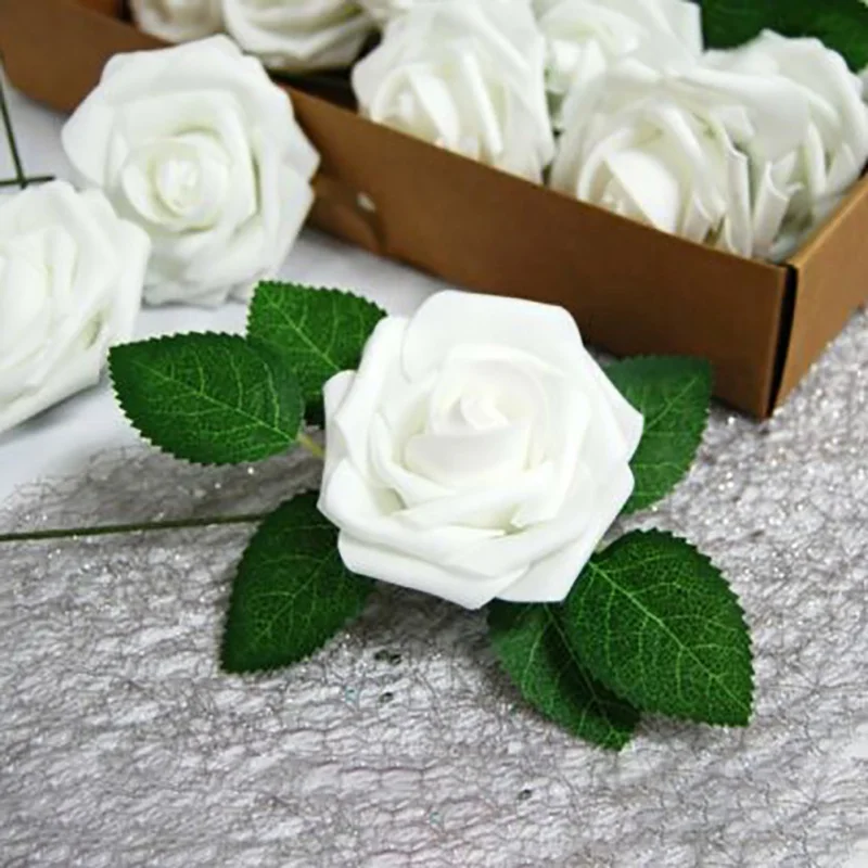 Искусственные розы свадебные розы головы невесты букет полиэтиленовый пена роза с стволом DIY украшение дома