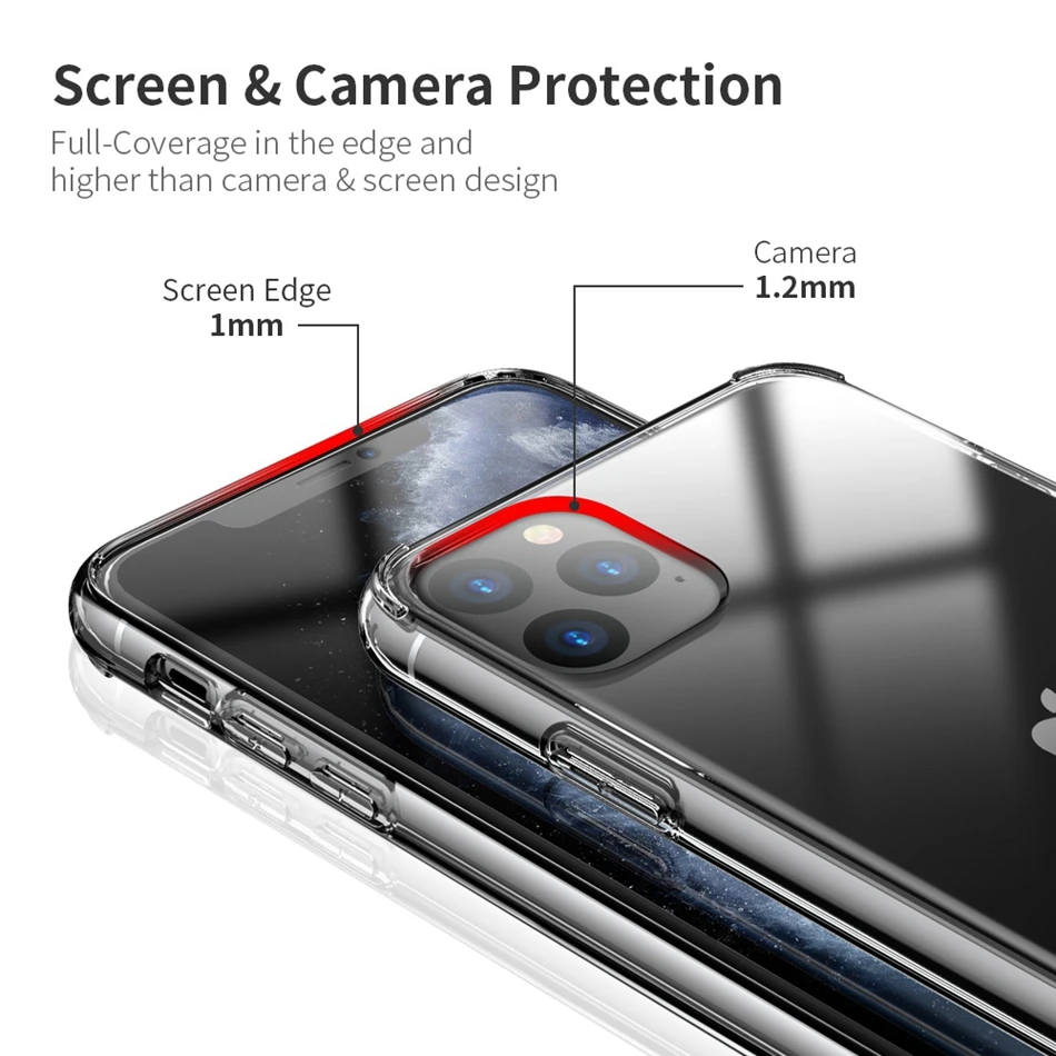 FLOVEME противоударный чехол для iPhone 11 7 с мягкими краями прозрачный защитный XR X Pro 8