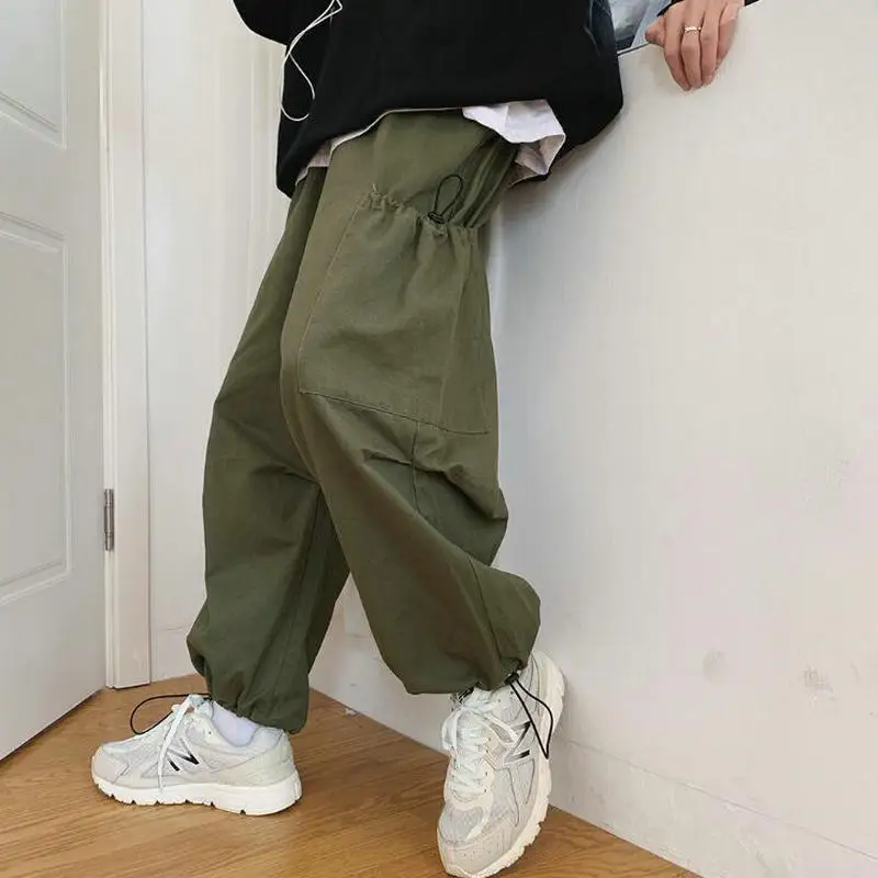 

Streetwear Cotton Harem Joggers men Side-pocket Casual Sweatpants Autumn New Ribbons Ankle-length Trousers Men
