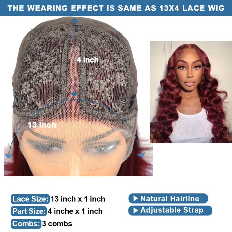 Frente do Laço Peruca de Cabelo Onda do Corpo Remyblue Borgonha Humano Peruca Pré Arrancado Laço Vermelho Frente Cabelo Remy Brasileiro 180% 99j 4 Cheap Apliques com cabelo humano