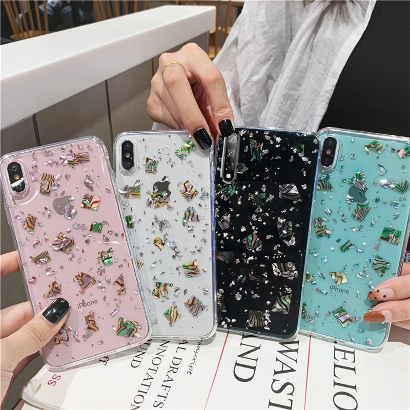 Морская ракушка серебро Фольга чехол для huawei Y9 2019 Nova 5 5i Pro 5t 5z 4 4e крышка |