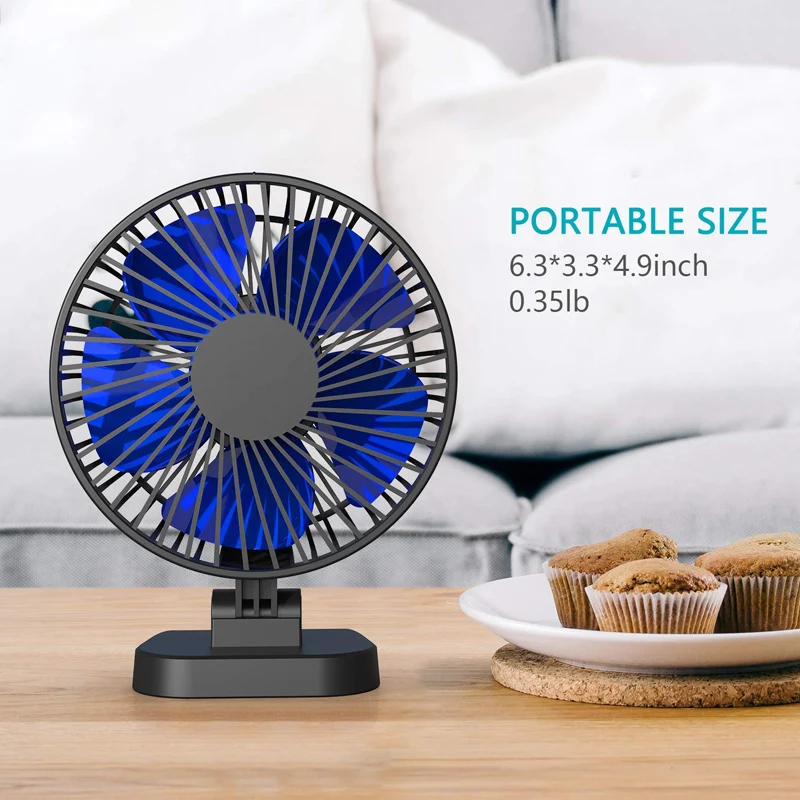 Ventilador de Mesa Silencioso para Mesa de Escritório Ajuste de 40 ° para Melhor Pequeno Forte Ventilador Portátil Refrigeração 3 Velocidades Cabo Usb Mas - Imagem 6