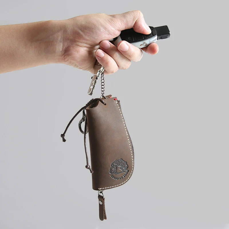 Винтажный кошелек для ключей из натуральной кожи, женские чехлы для ключей на молнии, чехол для ключей, сумка для мужчин, ключница, органайзер для ключей