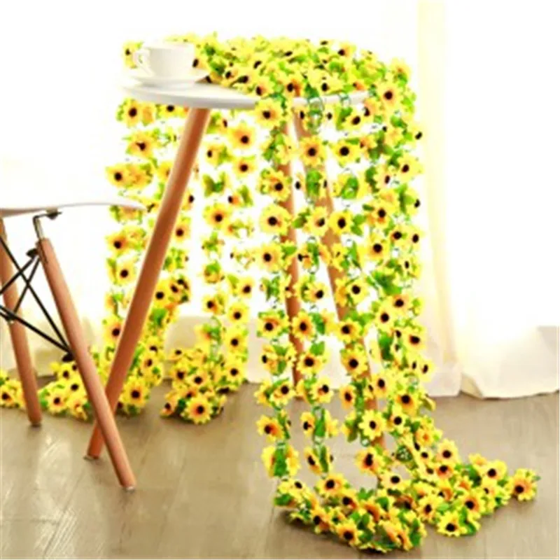 

Artificial Yellow Sunflower Garland Flower Vine Wedding Floral Arch Decor Silk