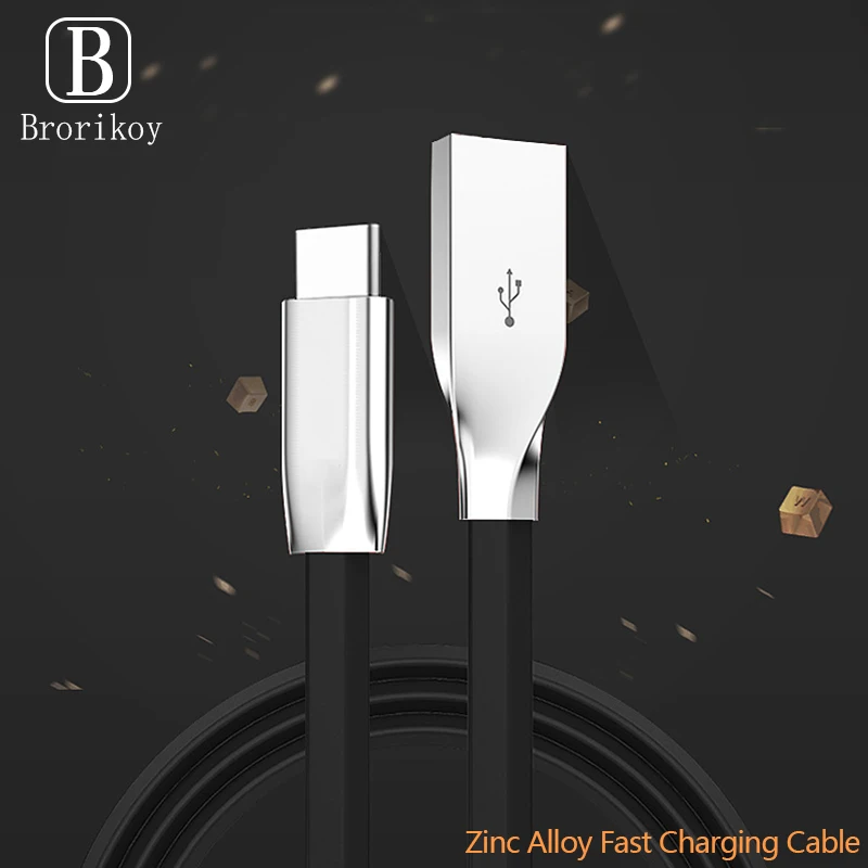 

Type-C USB Cable Fast Charging for Samsung S9 S10 Huawei Xiaomi HTC 1M Phone Data Line Zinc Alloy Charger Android Cables