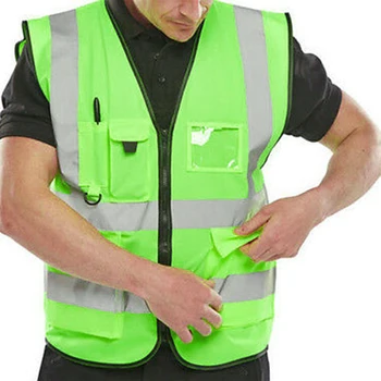 

New Construction Traffic Multi-Pocket Overalls Visibility Waistcoat With Phone & ID Pockets Work Clothes