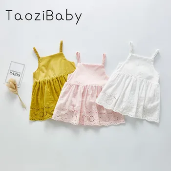 

Baby Girl Clothes Bodysuit 2020 Summer Baby Girl Baby Sling Solid Color Flower Embroidery Bodysuit Dress Newborn Clothes