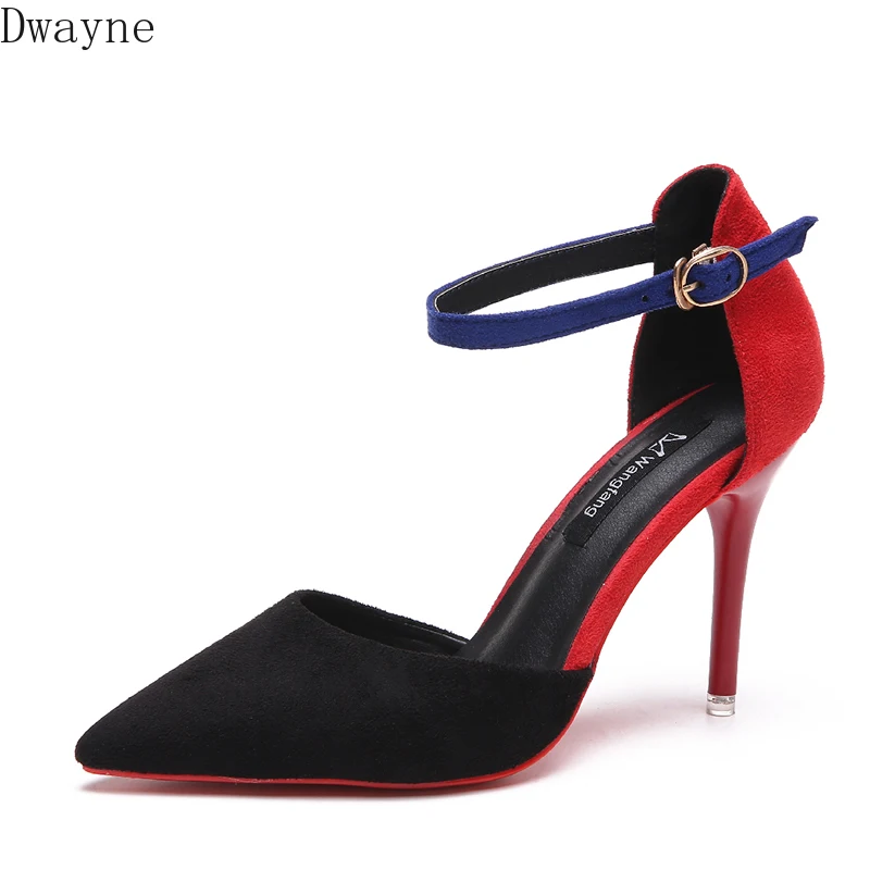 

New side air women's high heels pointed stiletto sexy color matching hollow women's single shoes
