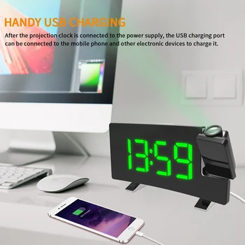 

Creative Alarm Clock Light Projection Digital Luxury Clock Ceiling Led Display 180 Degree Projector Dimming Radio Modern Light