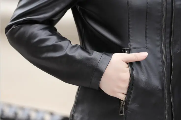 Новинка, большие размеры 3XL 4XL, кожаная куртка для женщин, кожаное пальто, осенняя Женская мотоциклетная кожаная одежда, верхняя одежда, куртки для женщин