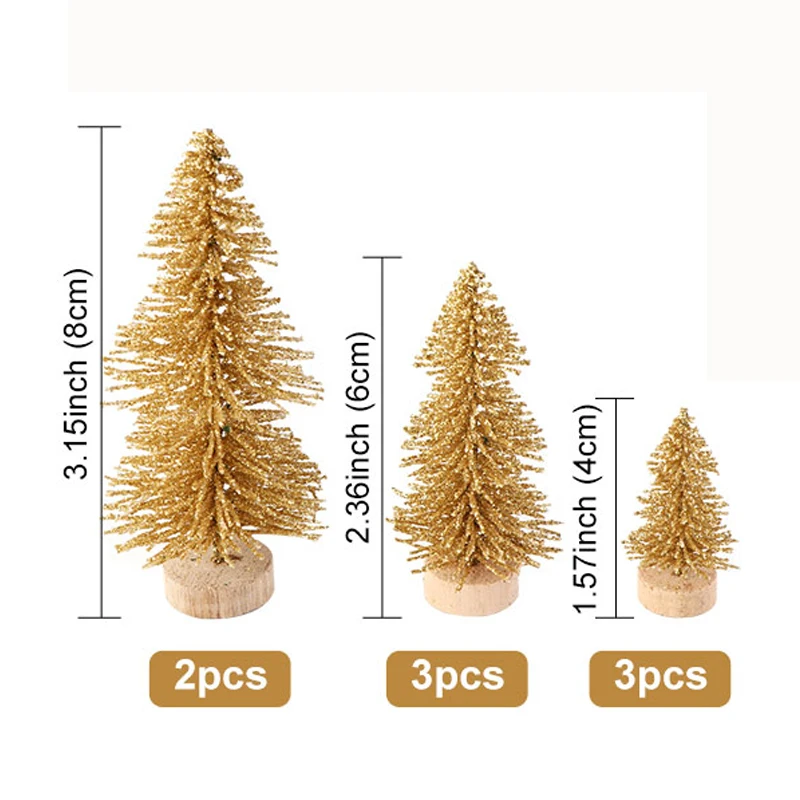 OurWarm 8 шт. искусственная декорированная Мини Рождественская елка Рождественское украшение елка Рождественская мини поддельная елка новогодний декор Navidad - Цвет: Gold