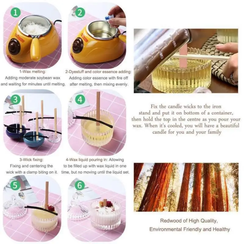 100pcs Wood Wooden Candles Wicks Core Candle Making Supplies Sustainers Candle DIY Party Supplies