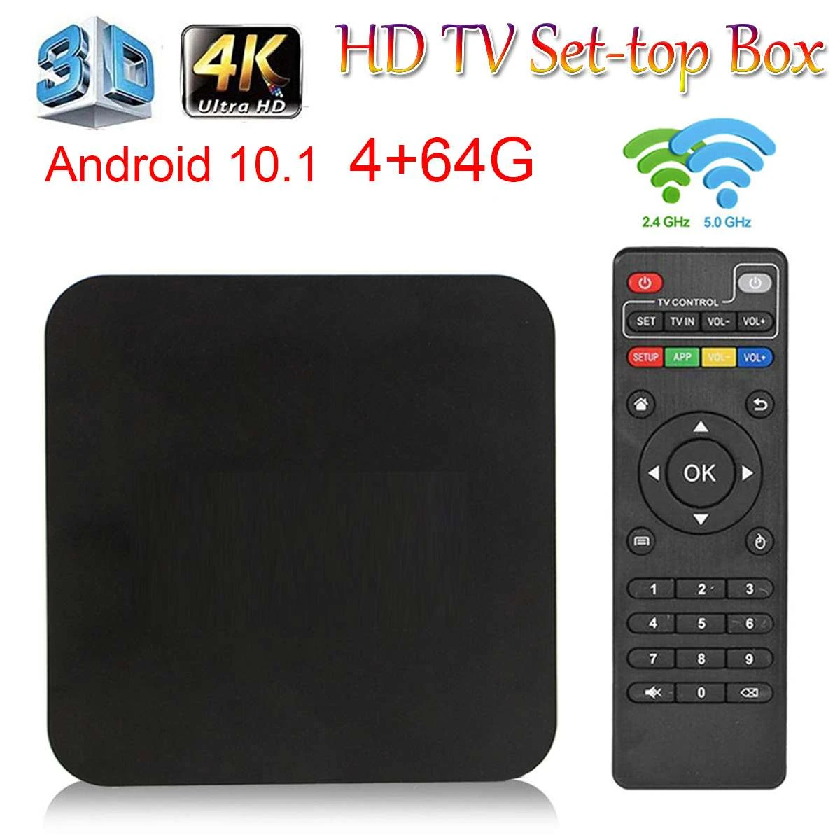 Android 10,0 TV Box 4K 3D Wifi 2,4G 4GB RAM 64G reproductor de medios muy  rápido camiseta con caja|Decodificadores| - AliExpress