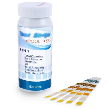 

50 Pcs Swimming Test Strip 6 In 1 PH Water Test Strip Degree Testing Fish Tank Swimming Pool Water Quality PH Level Test Papers