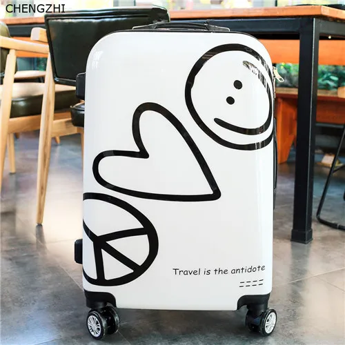 20inch CHENGZHI 2" 24 дюймов милый чемодан на колёсиках spinner мультфильм колесный чемодан carry on trollry дорожная сумка - Цвет: 20inch