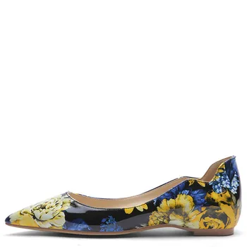 

YECHNE Stripe Women's Platform Shoes Woman Pointed Toe Flats Flower Fashion Spring Autumn Platform Ballet Shoes Plus Size