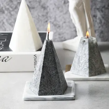 

Essential Oil Scented Candle Geometric Pyramid Marble Candles Fragrance Romantic Home Decor Thyme Sage Scented Candle Home Hotel