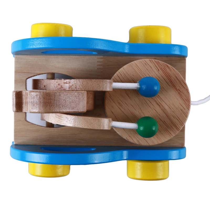 Children's Hand Extended Leash Pull Toy Car Toddler Baby Toy Wooden Drum Educational Toys Musical Educational Toy Instrument