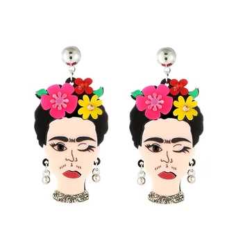 

Trendy Web Celebrity Vintage Classic Lady Earrings Fashion Flower Acrylic Head Portrait Earrings For Women Hiphop Jewelry E20039