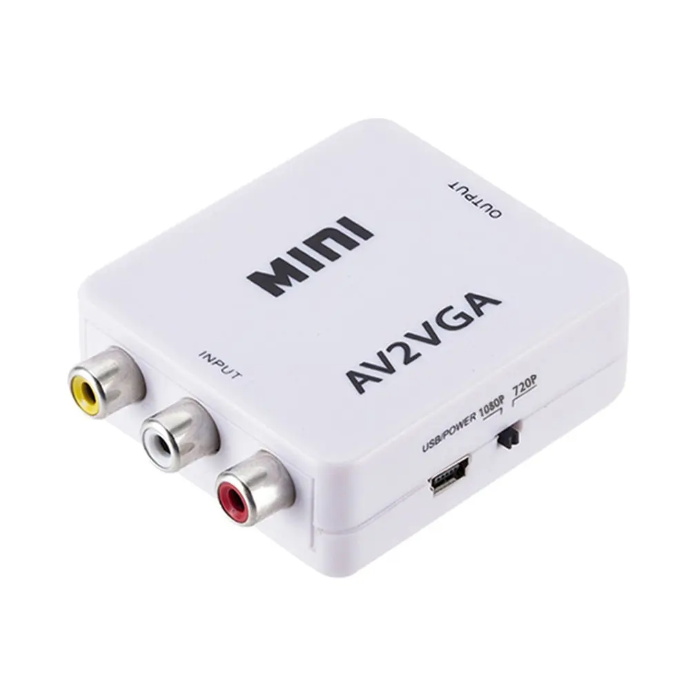  HD AV2VGA Video Adattatore del Convertitore con 3.5mm Audio RCA AV CVBS a VGA Video Converter Conve