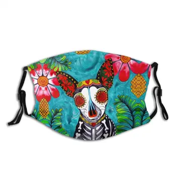 

Skull Dog Mouth Face Mask Chihuahua Facial Mask Cool with 2 Filters Adult Polyester Mask