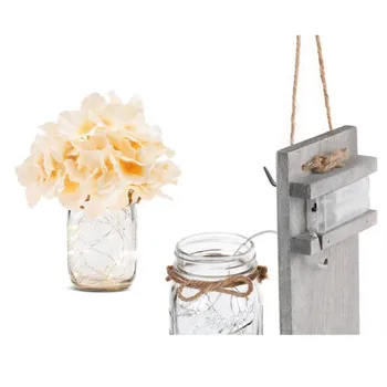 

LED Fairy Lights Home Wedding Cafe Wall Decor Wall Decorative Flower Light Hanging Wood Board Transparent Glass Flower Vase Home
