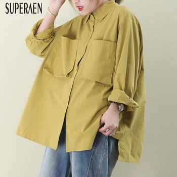 

SuperAen Spring 2020 New Korean Style Shirts Women Pluz Size Solid Color Ladies Blouses and Tops Long-sleeved Women Clothing
