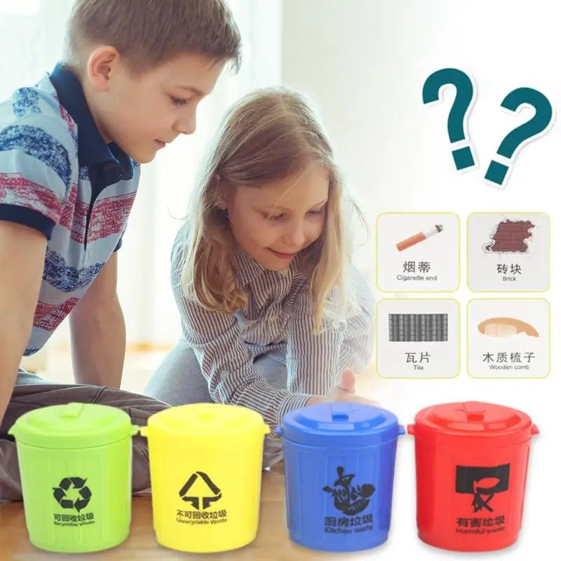 

Garbage Sorting Toy Bin Block City Street View Classification Puzzle Early Education Card Game Props Building Blocks