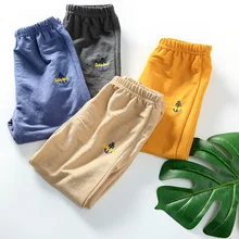 Детские противомоскитные штаны летняя одежда г. стиль, летняя тонкая одежда из хлопка и льна с вышивкой